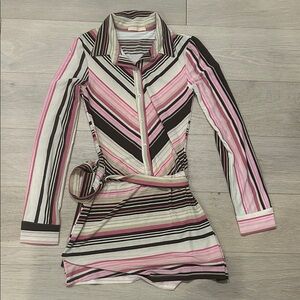 Striped Pink and Brown forever 21 Y2K dress